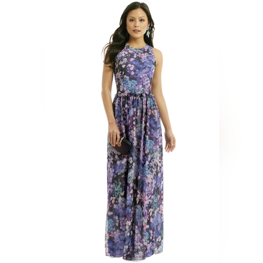 Shoshanna Purple Floral Maxi Dress